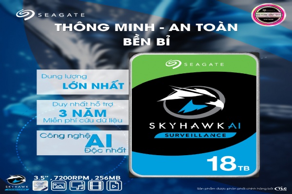 Seagate chính thức ra mắt dòng ổ cứng SkyHawk AI 18TB